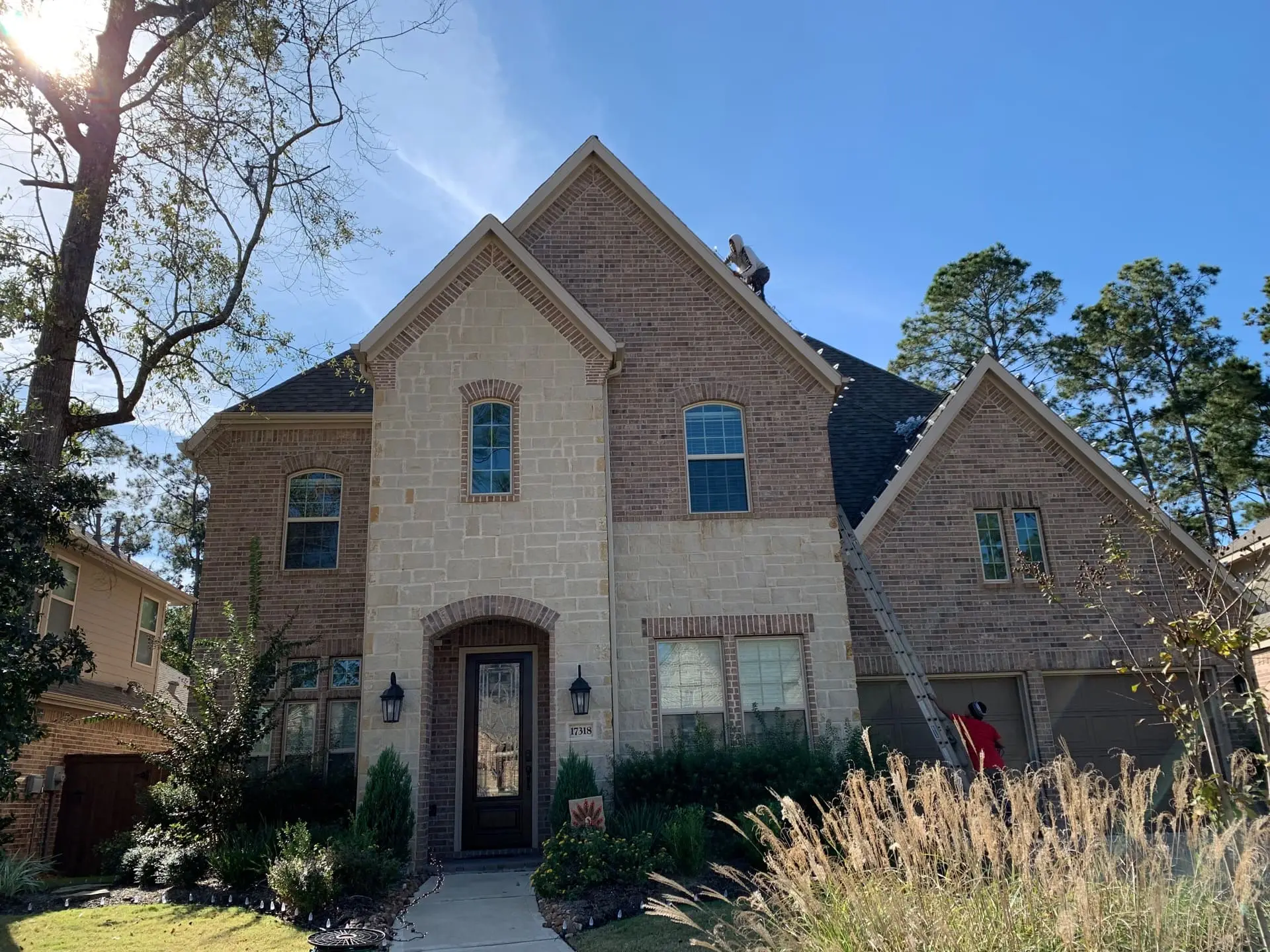 Our crew at work. Roofline installation